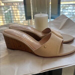 Kate Spade Cream Wedge Slides